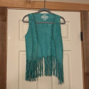 Crazy Train Turquoise Fringe Vest - Size M